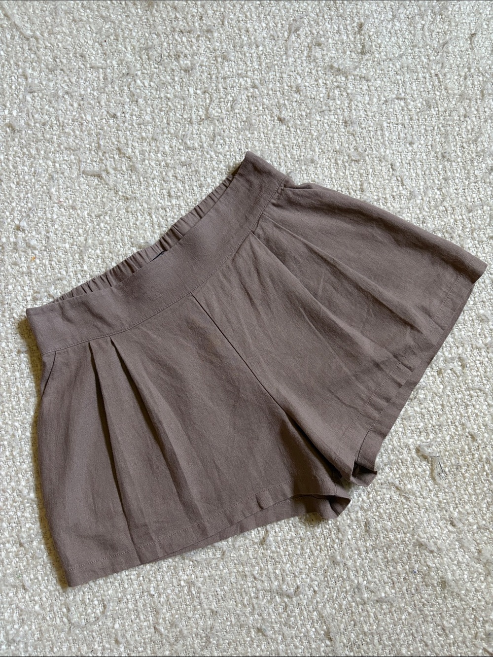 🍂 NWOT REWASH WOMENS SIZE MEDIUM LIGHT BROWN HIGH RISE LINEN SHORTS